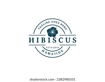 Hibiscus flower plant logo design vector