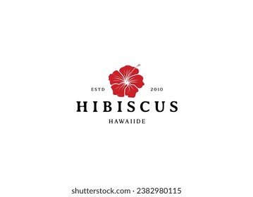 Hibiscus flower plant logo design vector