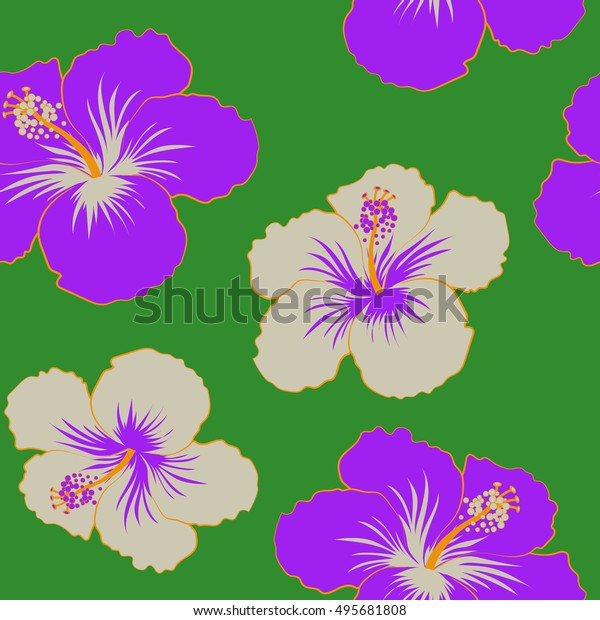 Hibiscus Flower Seamless Pattern Stock Vector Royalty Free 495681808