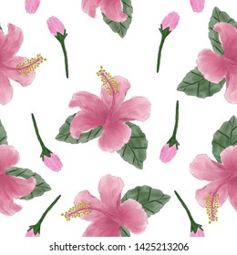 Hibiscus flower seamless pattern and background