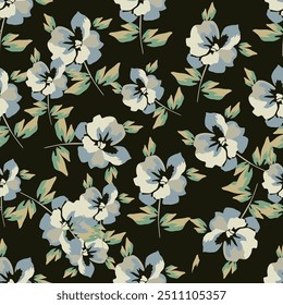 Hibiscus flower seamless pattern in colorful background
