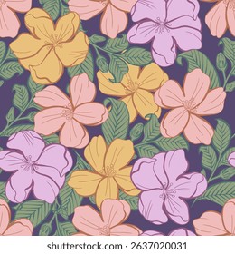 Hibiscus flower seamless pattern, suitable for fabrics, prints, or sublimation
