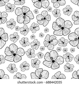 Hibiscus flower seamless pattern. Seamless tropical flower pattern vector. Hibiscus background