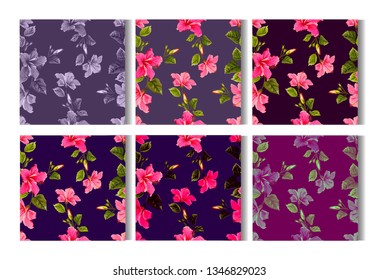 Hibiscus flower seamless pattern -vector