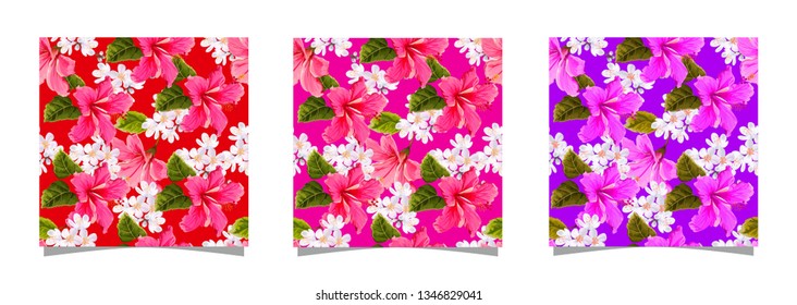 Hibiscus flower seamless pattern -vector