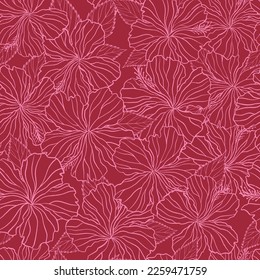 Hibiscus flower seamless pattern. Vector illustration Batik floral design background. 