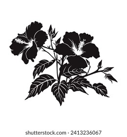 Hibiscus Flower Silhouette: Minimalistic Black on White Flower Illustration