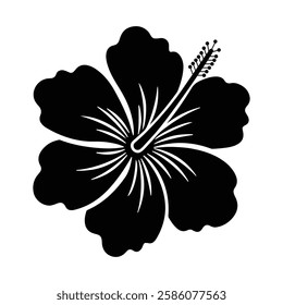 Hibiscus Flower Silhouette, Tropical Hibiscus Floral Design