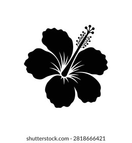 Hibiscus flower silhouette vector flat illustration design.