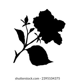 Hibiscus flower silhouette.Decorative botanical element.Vector graphics.