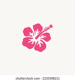 Hibiscus flower simple logo design icon vector on white background