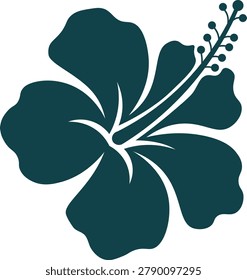hibiscus flower stencil on a white background Hibiscus Flower black Silhouette Vector