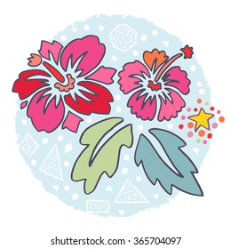 Hibiscus flower - surfing and tropical symbol