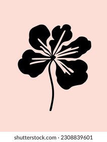 Hibiscus flower tropical exotic black pink engraving tattoo silhouette drawing illustration.Hawaiian floral plant stencil design element.Plotter laser cutting.Cut file.Logo.T Shirt Print.DIY line art