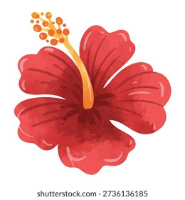 Hibiscus flower vector, hibiscus flower vector art, hand drawn watercolor painting style, hibiscus flower clip art, hibiscus clip art
