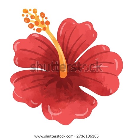Hibiscus flower vector, hibiscus flower vector art, hand drawn watercolor painting style, hibiscus flower clip art, hibiscus clip art
