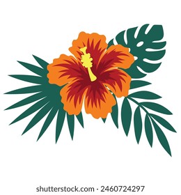 Hibiscus flower vector cartoon illustration