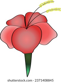 Hibiskusblume. Vektorgrafik. Hibiskus-Vektorgrafik. Logo der Hibiskus-Blume einzeln auf weißem Hintergrund. Herz mit Blume.
