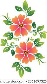 Hibiscus flower vector illustration. Vector hibiscus illustration flower and leaves.