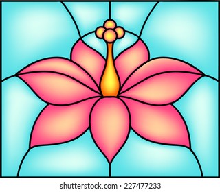 Hibiscus flower - vector illustration in a stained glass window style