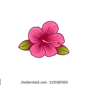 Hibiscus flower vector logotype beauty and spa, Tropical exotic Hawaii plant isolated