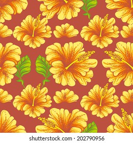 Hibiscus flower. Vector. Pattern.