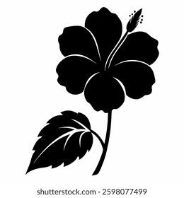 Hibiscus flower vector Silhouette on white background