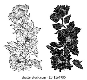 Hibiscus flower vector.Japanese hibiscus flower tattoo.