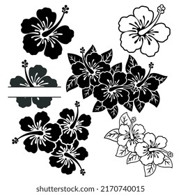 Hibiscus Flower Vectorsilhouettehibiscus Flower Outlinehibiscus Floral ...