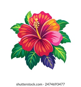 Hibiscus flower wait vivid color vector illustratio
