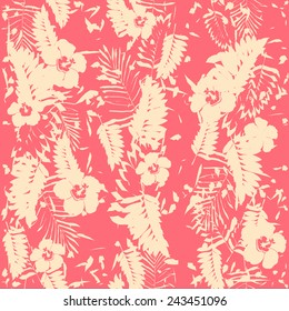Hibiscus flowers abstract seamless pattern.