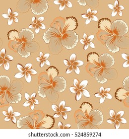 Hibiscus flowers in beige, orange and brown colors.