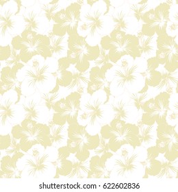 Hibiscus flowers in beige and white colors.