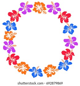 hibiscus flowers circle with copy space