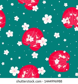 Hibiscus flowers Monstera leaves floral print for fabric vector seamless pattern. Palm leaf for swimsuits endless background. Exotic leaves tropical print.
