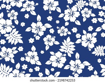 Hibiscus flowers patern, tropical flowers and leaf seamless design