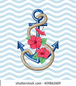 Hibiscus flowers. Pattern anchor. Vector illustration.