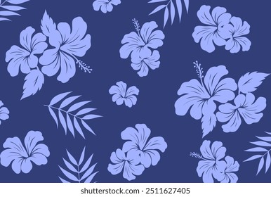 Hibiscus flores Padrão. Padrão sem emenda havaiano. Flores e Folhas tropicais. Camisa Havaiana Aloha. Design para tecido, têxtil, papel de parede, roupas. fundo floral. ilustração vetorial