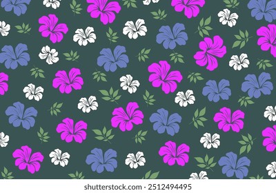 Hibiscus flores Padrão. Padrão sem emenda havaiano. Flores e Folhas tropicais. Camisa Havaiana Aloha. Design para tecido, têxtil, papel de parede, roupas. fundo floral. ilustração vetorial