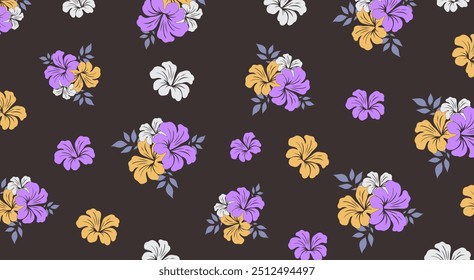 Hibiscus flores Padrão. Padrão sem emenda havaiano. Flores e Folhas tropicais. Camisa Havaiana Aloha. Design para tecido, têxtil, papel de parede, roupas. fundo floral. ilustração vetorial