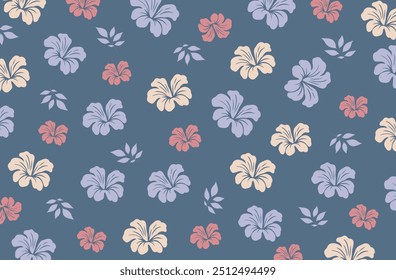 Hibiscus flores Padrão. Padrão sem emenda havaiano. Flores e Folhas tropicais. Camisa Havaiana Aloha. Design para tecido, têxtil, papel de parede, roupas. fundo floral. ilustração vetorial