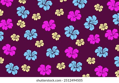 Hibiscus flores Padrão. Padrão sem emenda havaiano. Flores e Folhas tropicais. Camisa Havaiana Aloha. Design para tecido, têxtil, papel de parede, roupas. fundo floral. ilustração vetorial