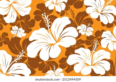 Hibiscus flores Padrão. Padrão sem emenda havaiano. Flores e Folhas tropicais. Camisa Havaiana Aloha. Design para tecido, têxtil, papel de parede, roupas. fundo floral. ilustração vetorial