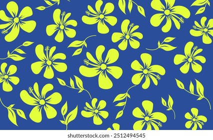 Hibiscus flores Padrão. Padrão sem emenda havaiano. Flores e Folhas tropicais. Camisa Havaiana Aloha. Design para tecido, têxtil, papel de parede, roupas. fundo floral. ilustração vetorial