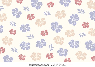 Hibiscus flores Padrão. Padrão sem emenda havaiano. Flores e Folhas tropicais. Camisa Havaiana Aloha. Design para tecido, têxtil, papel de parede, roupas. fundo floral. ilustração vetorial