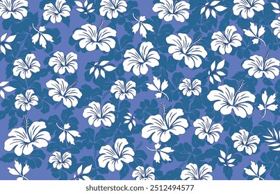 Hibiscus flores Padrão. Padrão sem emenda havaiano. Flores e Folhas tropicais. Camisa Havaiana Aloha. Design para tecido, têxtil, papel de parede, roupas. fundo floral. ilustração vetorial