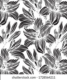 Hibiscus flowers pattern, vector illustration. 