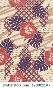 hibiscus flowers seamless pattern