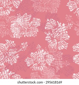 Hibiscus flowers seamless pattern. All elements of composition located on separate layers and can be easy editable