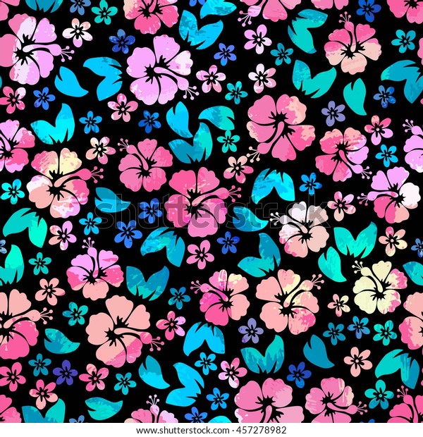 Hibiscus Flowers Seamless Pattern Hawaiian Aloha Stock Vector Royalty